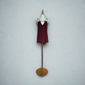Womens Spaghetti Strap Tank Top S Maroon Low Back Lightweight Flowy Festival